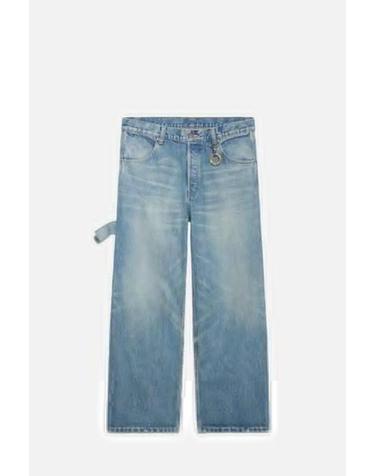 [해외직구][E32]셀린느 RP0H8930FGDO5 남성 진 데님 팬츠 청바지 바지 트라우져 로고 CELINE WIDE LEG JEANS 001 IN COTTON DENIM