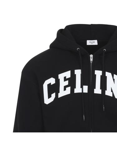 [해외직구][D14]셀린느 RY11H1233 38AW BLACK WHITE 남성 맨투맨 후드 스웨트셔츠 집업 Celine Relaxed Zipped Hoodie