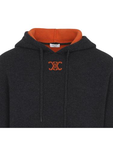 [해외직구][D14]셀린느 RY0QZ0X73 GMO1 DARK GREY ORANGE 남성 니트 스웨터 가디건 Celine Knit Hoodie