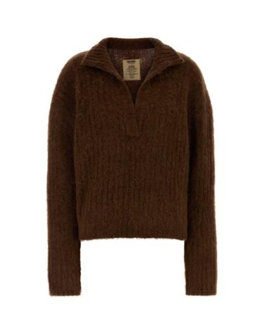 [해외직구][X45]UMA WANG UK7165 UW240 여성 폴로 피케셔츠 Brown stretch alpaca blend oversize polo shirt