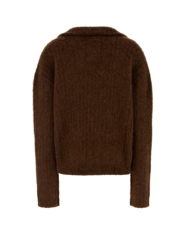 우마 왕 [해외직구][X45]UMA WANG UK7165 UW240 여성 폴로 피케셔츠 Brown stretch alpaca blend oversize polo shirt 착용컷