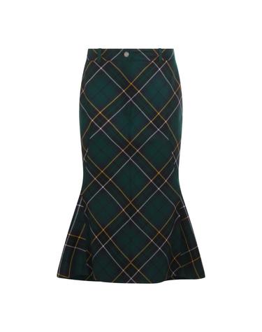 [해외직구][S27]MCQUEEN 839654QJAFI4348 여성 스커트 치마 롱스커트 미디스커트 숏스커트 미니스커트 로고 NAVY GREEN AND YELLOW WOOL TARTAN PENCIL SKIRT