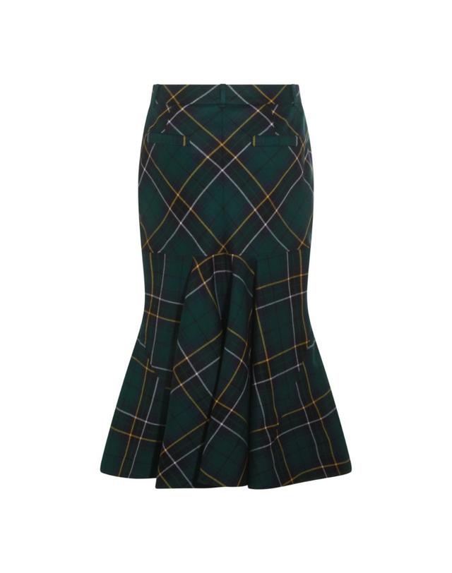 알렉산더 맥퀸 [해외직구][S27]MCQUEEN 839654QJAFI4348 여성 스커트 치마 롱스커트 미디스커트 숏스커트 미니스커트 로고 NAVY GREEN AND YELLOW WOOL TARTAN PENCIL SKIRT 착용컷