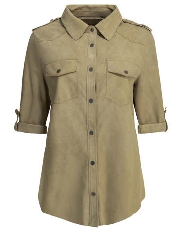 [해외직구][V90]Salvatore Santoro 50150 DCAM BEIGE 여성 셔츠 블라우스 남방 Casual suede shirt