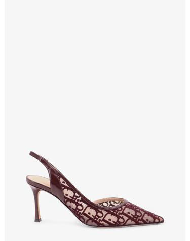 [해외직구][N85]디올 KCV565OEN 여성 펌프스 슬링백 하이힐 DIOR Adiorable Slingback mesh decollete with burgundy Dior Oblique embroidery