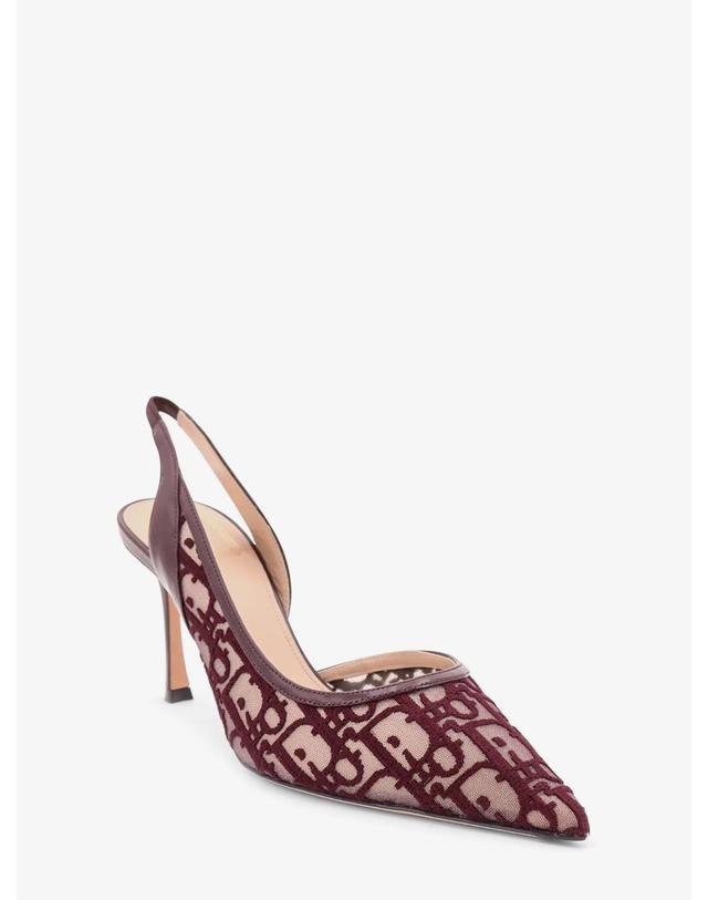 디올 [해외직구][N85]디올 KCV565OEN 여성 펌프스 슬링백 하이힐 DIOR Adiorable Slingback mesh decollete with burgundy Dior Oblique embroidery 착용컷