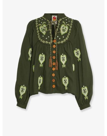 [해외직구][N85]FARM RIO 344172 여성 셔츠 블라우스 남방 FARM RIO Embroidered puff sleeve lenzing ecovero euroflax shirt