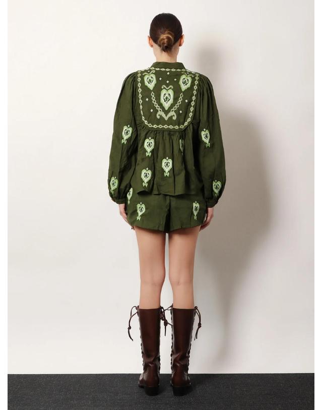 팜리오 [해외직구][N85]FARM RIO 344172 여성 셔츠 블라우스 남방 FARM RIO Embroidered puff sleeve lenzing ecovero euroflax shirt 착용컷