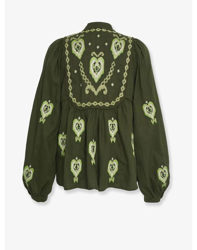 팜리오 [해외직구][N85]FARM RIO 344172 여성 셔츠 블라우스 남방 FARM RIO Embroidered puff sleeve lenzing ecovero euroflax shirt 착용컷