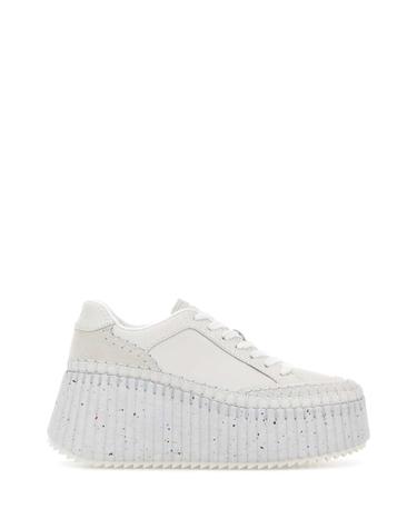 [해외직구][X45]끌로에 CHC24U02IBD 101 여성 스니커즈 단화 운동화 로우탑 하이탑 White leather Nama sneakers