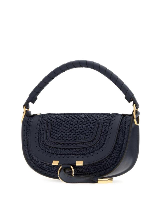 끌로에 [해외직구][X45]끌로에 CH26UP927R60 48P 여성 토트백 쇼퍼백 탑핸들백 핸드백 Navy blue raffia and leather mini Marcie shoulder bag 착용컷