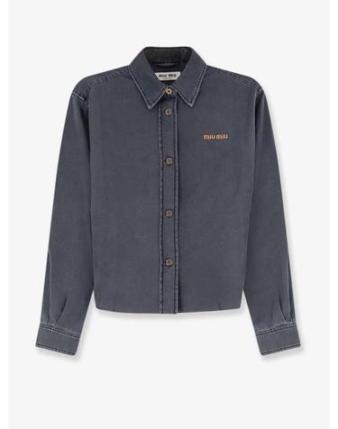 [해외직구][N85]미우미우 GWC131SOOO 여성 셔츠 블라우스 남방 MIU MIU Grey Light Denim Shirt