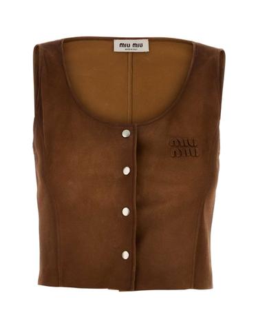 [해외직구][X45]미우미우 MPT333SOOO19QL F0046 여성 셔츠 남방 반팔 긴팔 블라우스 Brown suede top