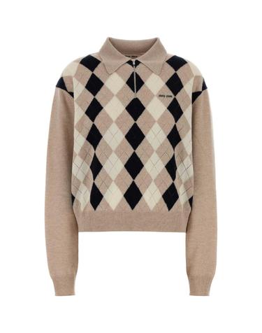 [해외직구][X45]미우미우 MML08BSOOO6033 F0006 여성 스웨터 니트 가디건 Beige cashmere polo shirt