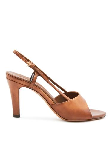 [해외직구][B47]미우미우 5X547EF085537F0046 여성 샌들 플립플랍 슬리퍼 BROWN LEATHER SANDALS