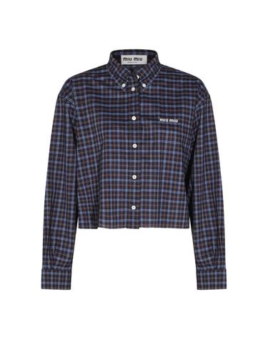 [해외직구][B47]미우미우 MK1659SOOO19U3F057W 여성 셔츠 남방 블라우스 BROWN AND BLUE COTTON SHIRT