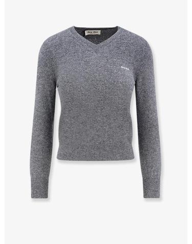 [해외직구][N85]미우미우 MML08KSOOO 여성 니트 스웨터 가디건 MIU MIU Wool sweater with logo inlay