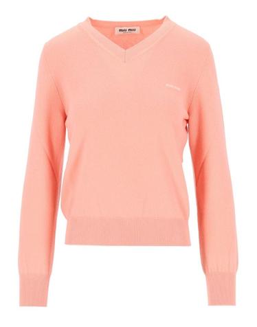 [해외직구][A94]미우미우 MML08K S OOO 6600F0075 여성 니트 스웨터 MIU MIU MIU MIU V Neck Wool Sweater