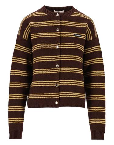 [해외직구][A94]미우미우 MMF899 S OOO 6300F0324 여성 니트 스웨터 MIU MIU MIU MIU Striped Cardigan
