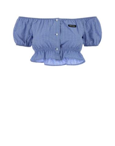 [해외직구][X45]미우미우 MT2188SOOO183A F0076 여성 셔츠 남방 반팔 긴팔 블라우스 Embroidered poplin top