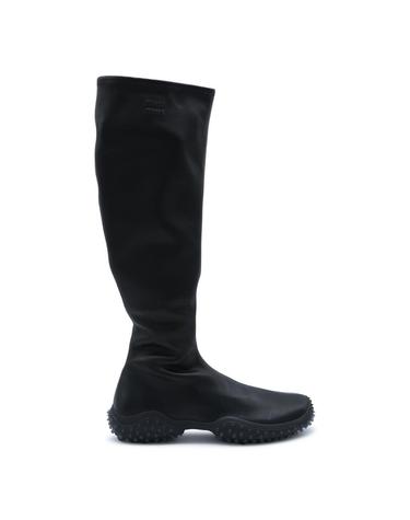 [해외직구][B47]미우미우 5W805EFA045L68F0002 여성 앵클 롱 미디 부츠 BLACK LEATHER STRETCH BOOTS