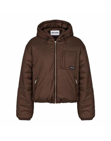 [해외직구][B47]미우미우 ML1552SOOO6202F0324 여성 다운자켓 패딩자켓 아우터 BROWN RIPSTOP CROPPED DOWN JACKET