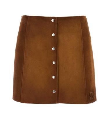 [해외직구][X45]미우미우 MPD859SOOO19QL F0046 여성 스커트 치마 롱 미디 미니스커트 Brown suede mini skirt