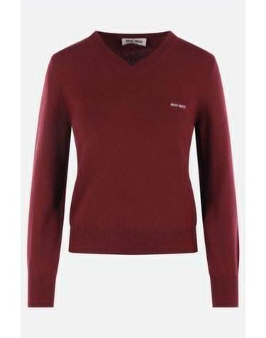 [해외직구][E32]미우미우 MML08KSOOO6600F0399 의류 니트 스웨터 가디건 MIU MIU wool sweater with logo intarsia