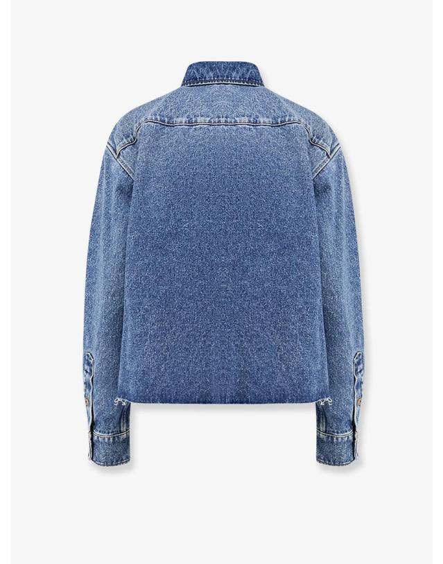미우미우 [해외직구][N85]미우미우 GWC132SOOO 여성 셔츠 블라우스 남방 MIU MIU Denim shirt with Logo Patch 착용컷