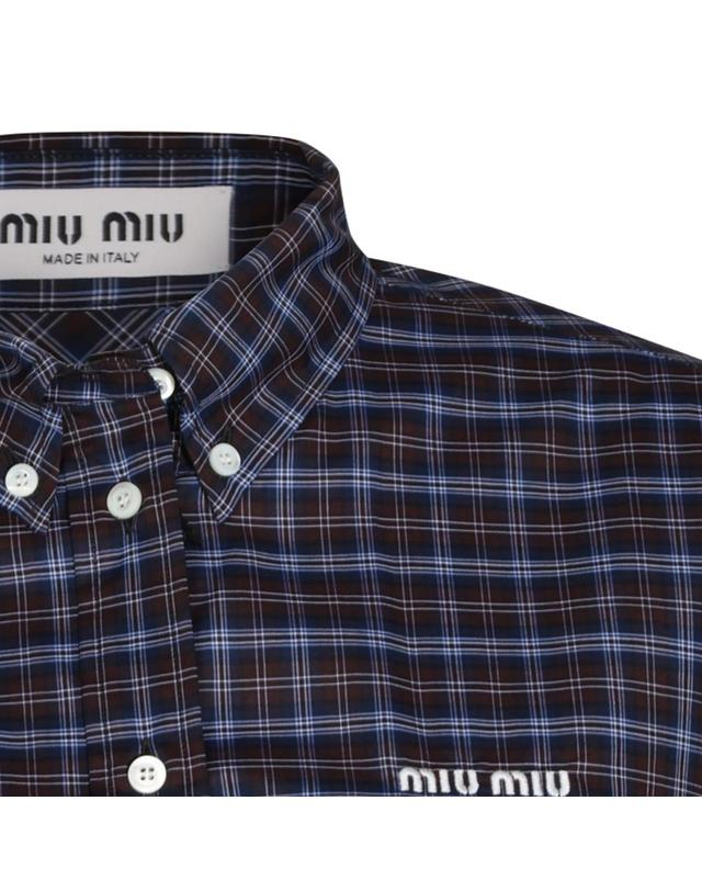 미우미우 [해외직구][B47]미우미우 MK1659SOOO19U3F057W 여성 셔츠 남방 블라우스 BROWN AND BLUE COTTON SHIRT 착용컷