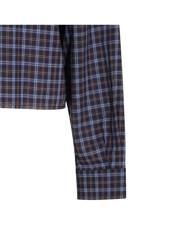 미우미우 [해외직구][B47]미우미우 MK1659SOOO19U3F057W 여성 셔츠 남방 블라우스 BROWN AND BLUE COTTON SHIRT 착용컷