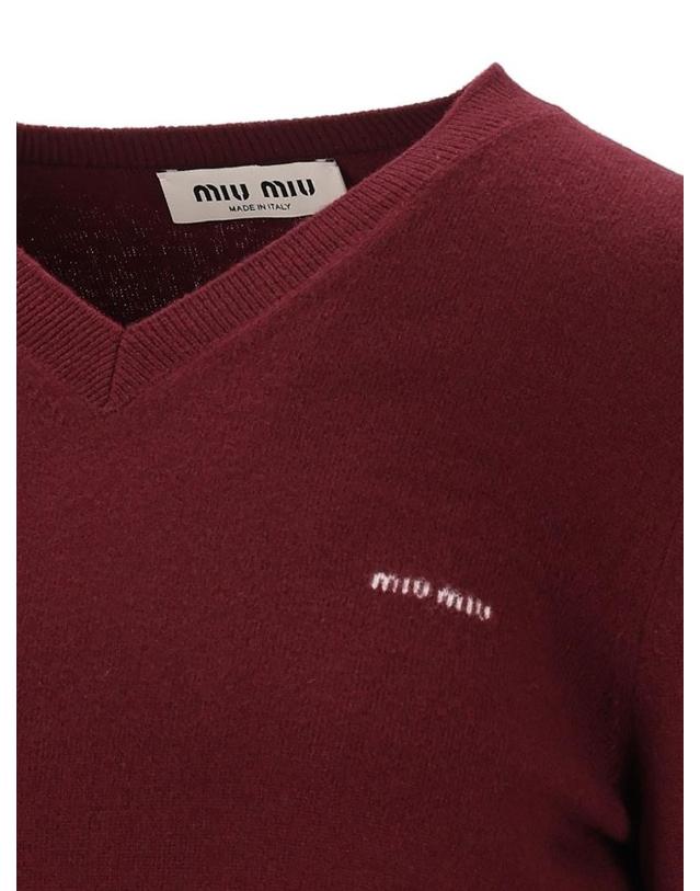 미우미우 [해외직구][A94]미우미우 MML08K S OOO 6600F0399 여성 니트 스웨터 MIU MIU MIU MIU V Neck Wool Sweater 착용컷