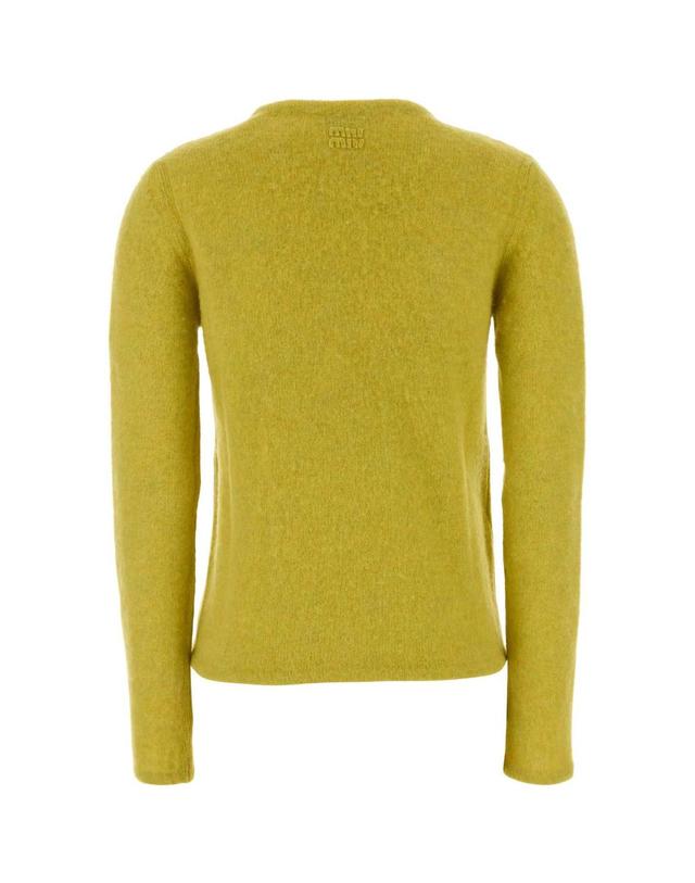 미우미우 [해외직구][X45]미우미우 MMF04HSOOO6609 F0V96 여성 셔츠 남방 반팔 긴팔 블라우스 Acid green wool cardigan 착용컷