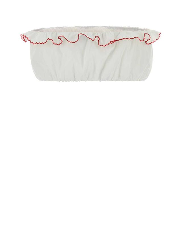 미우미우 [해외직구][X45]미우미우 TP9164SOOO197F F03DU 여성 스웨터 니트 가디건 White poplin crop top 착용컷
