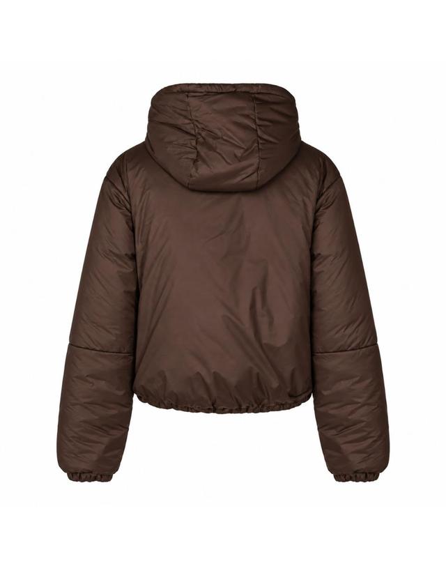 미우미우 [해외직구][B47]미우미우 ML1552SOOO6202F0324 여성 다운자켓 패딩자켓 아우터 BROWN RIPSTOP CROPPED DOWN JACKET 착용컷