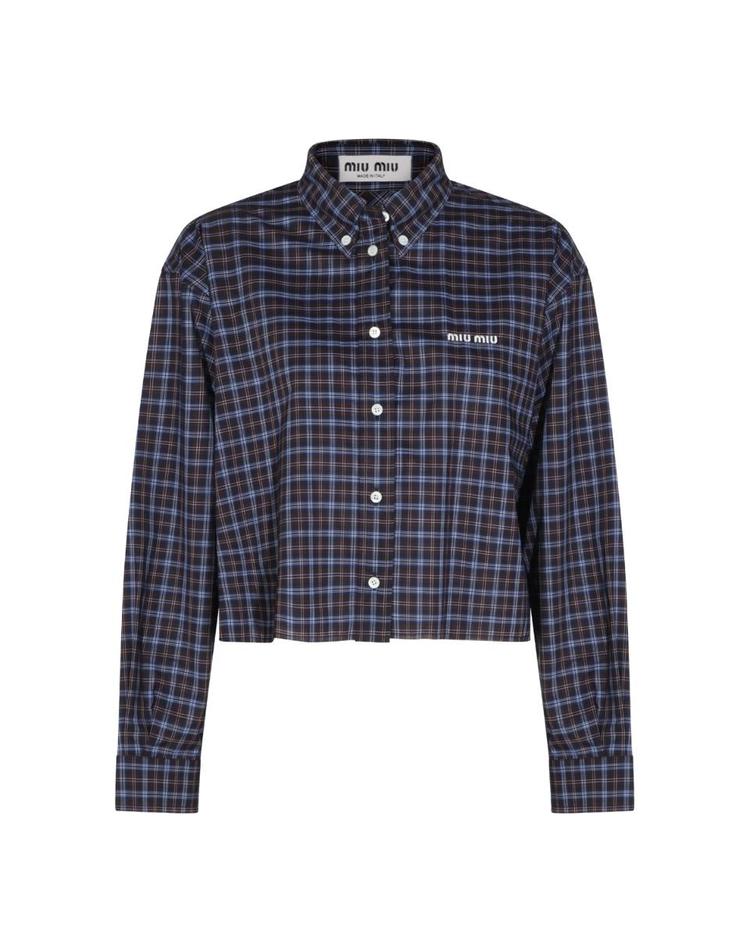 [해외직구][B47]미우미우 MK1659SOOO19U3F057W 여성 셔츠 남방 블라우스 BROWN AND BLUE COTTON SHIRT