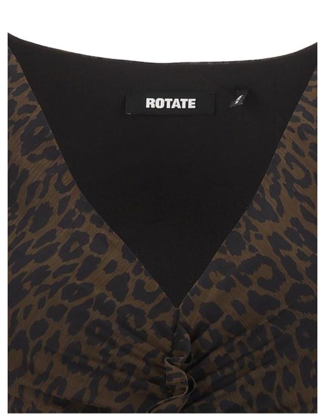 로테이트 [해외직구][A94]로테이트 11659930883088 여성 원피스 드레스 ROTATE ROTATE Ruched Leopard Print Midi Dress 착용컷