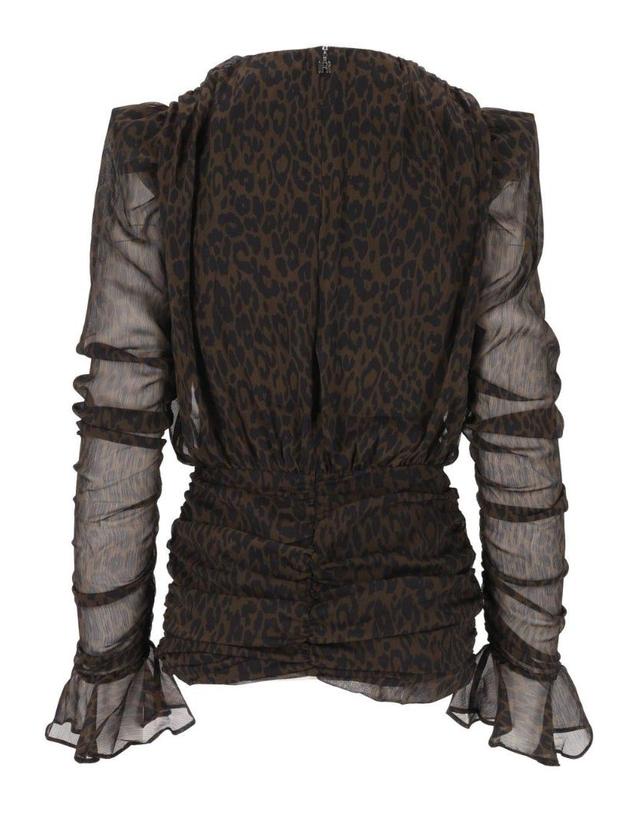 로테이트 [해외직구][A94]로테이트 11662630883088 여성 원피스 드레스 ROTATE ROTATE Ruched Leopard Print Mini Dress 착용컷