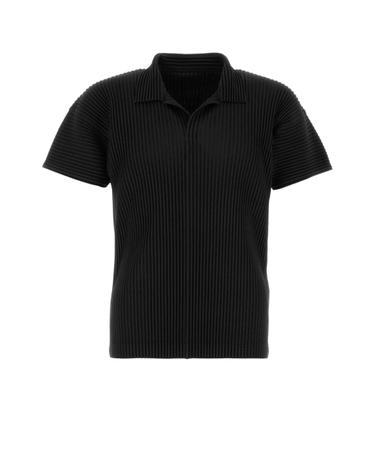[해외직구][X45]옴므 플리세 이세이 미야케 HP68JM530 15 남성 폴로 피케셔츠 Black polyester polo shirt