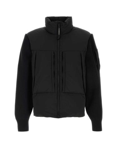 [해외직구][X45]CP컴퍼니 21CMKN051A006390M 999 남성 다운자켓 패딩 파카 잠바 Black knit and stretch nylon down jacket