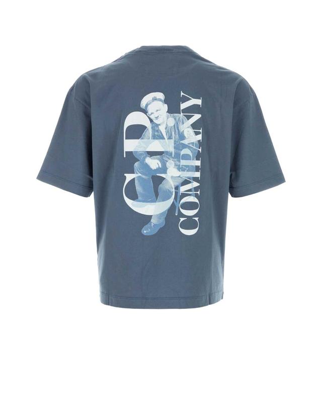 씨피 컴퍼니 [해외직구][X45]CP컴퍼니 21CMTS209A110579W 871 남성 티셔츠 민소매 탑 Denim blue cotton t shirt 착용컷
