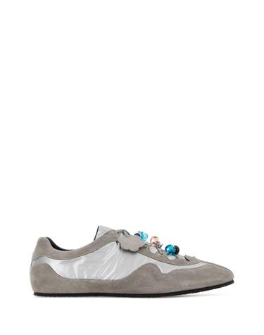 [해외직구][X45]세실리에 반센 425FTW30003 LIGRESIL 여성 스니커즈 단화 운동화 로우탑 하이탑 Grey fabric and suede Blaise sneakers
