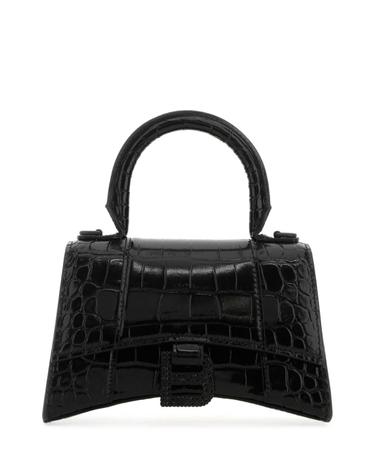 [해외직구][X45]발렌시아가 5928332UDF7 1000 여성 토트백 쇼퍼백 탑핸들백 핸드백 Black leather XS Hourglass handbag