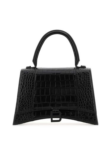 [해외직구][X45]발렌시아가 6196681LR67 1000 여성 토트백 쇼퍼백 탑핸들백 핸드백 Black leather Hourglass handbag