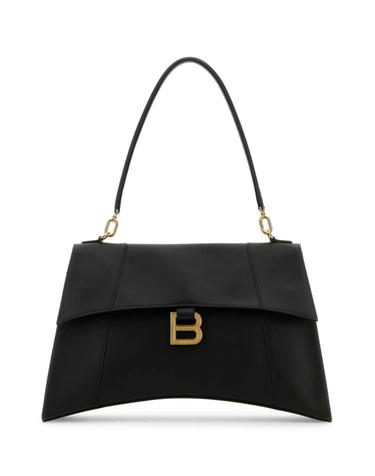 [해외직구][X45]발렌시아가 8107332ABF9 1000 여성 토트백 쇼퍼백 탑핸들백 핸드백 Black leather Hourglass shoulder bag