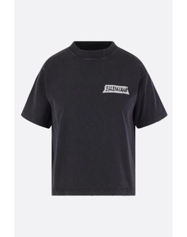 [해외직구][E32]발렌시아가 850990TTVL61041 여성 티셔츠 반팔 탑 탱크탑 민소매 로고 BALENCIAGA Masking Tape t shirt in cotton