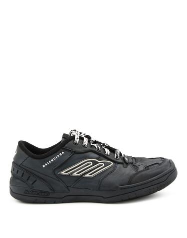 [해외직구][Q11]발렌시아가 841765WCURB1000 남성 스니커즈 BLACK LEATHER HAMPTONS WORN OUT SNEAKERS