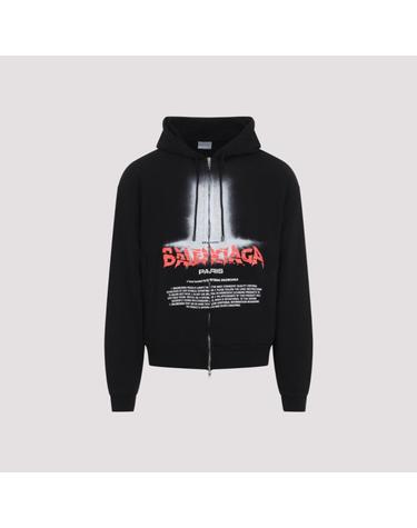 [해외직구][D14]발렌시아가 850338TUVQ9 1000 BLACK 남성 맨투맨 후드 스웨트셔츠 집업 Balenciaga Oversized Zip Up