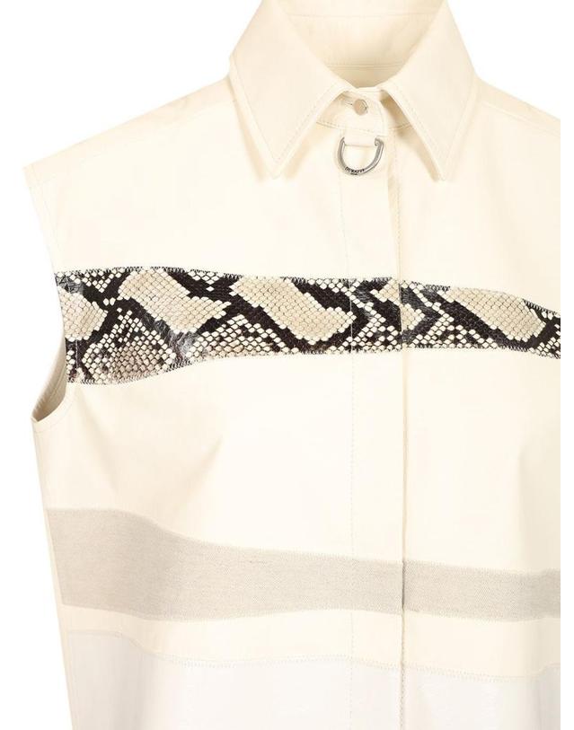 두라찌 [해외직구][A94]DURAZZI MILANO SS25LSH01 077 SUPI001 여성 셔츠 블라우스 DURAZZI MILANO DURAZZI MILANO Sleeveless Leather Shirt 착용컷