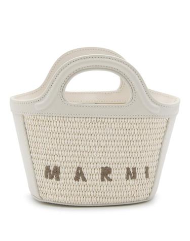 [해외직구][B47]마르니 BMMP0067Q0P386000W12 여성 탑핸들백 토트백 WHITE CANVAS AND LEATHER TROPICALIA MINI TOP HANDLE BAG